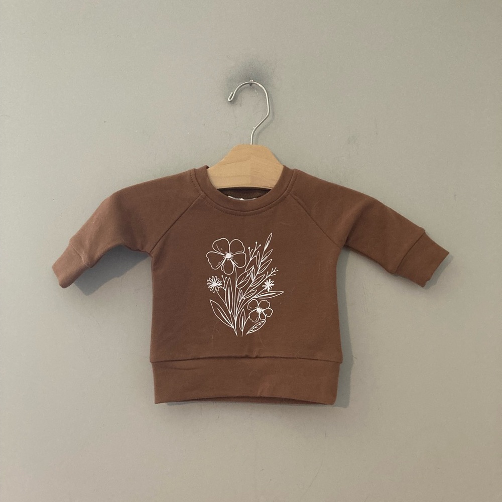 $18 ADD ON mebie baby graphic floral sweatshirt 3-6M Zara Mini Boden‎ Baby Gap